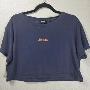 Afends Logo Cropped Boxy T-Shirt Purple Organic Cotton Women's US 8